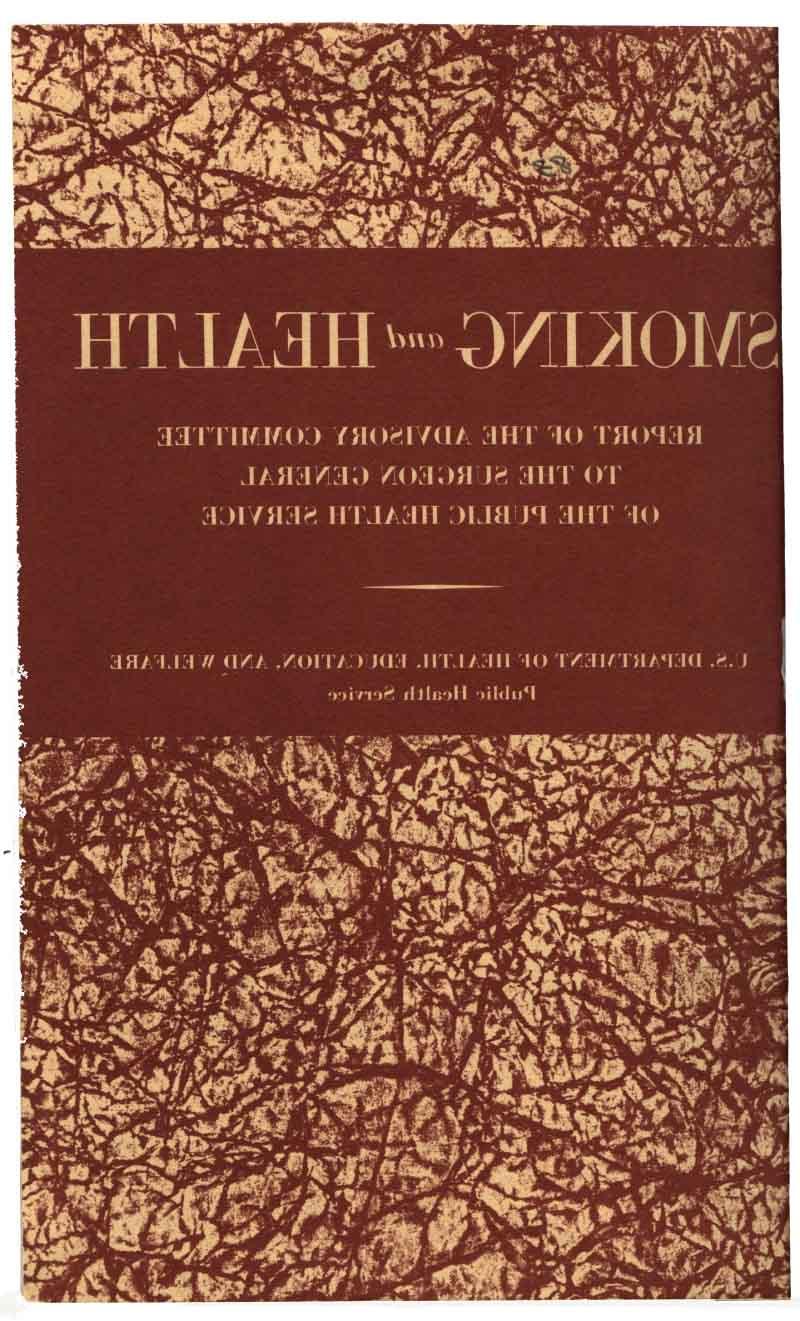 《线上电子游戏飞禽走兽》杂志封面, 1964年卫生局局长的里程碑式报告详述了吸烟对健康的危害. (美国国家医学图书馆) 